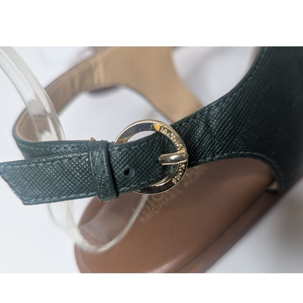 Michael Kors green textured leather strappy thong summer sandals size 8.5 - Picture 7 of 8
